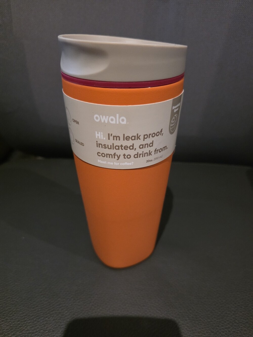 OWALA Orange SmoothSip Slider Insulated Travel Coffee Mug